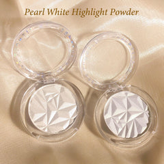 Highlighter Powder Makeup Palette, Diamond Shine Highlighter, Face Highlighter Palette with Brush, Long Lasting Lightweight Shimmer Colors for Highlighting and Contouring (Pearl White)