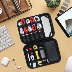 BOVKE Electronic Organizer Travel Cable Organizer Bag Electronic Accessories Case Portable Tech Organizer for Tablet Apple iPad 9.7in, Hard Drives, Cables, Chargers, iPhone, Power Bank, Black