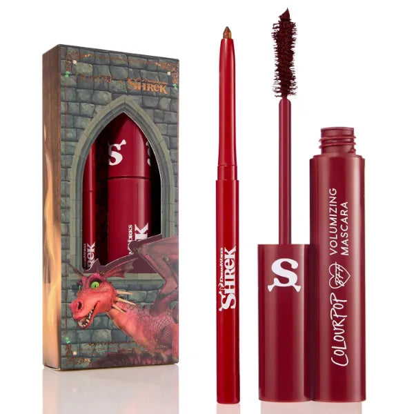 ColourPop x Shrek Multichrome Eyeliner & Mascara Kit - Includes BFF Crème Gel Eyeliner in Fire Breath & BFF Volumizing Mascara in Dragon - Travel Size Makeup Kit (2 Count)