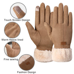 Winter Gloves for Women, Warm Touchscreen Glove Windproof Elastic Texting Gloves, Soft Lining Gloves for Ladies Sports Driving - Khaki