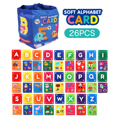 Jenilily Soft Alphabet Cards Baby Learning Toys, 26 Letters Animals Cloth Alphabet Flash Cards for 1 Year Old Infants & Toddlers with Storage Drawstring Bag