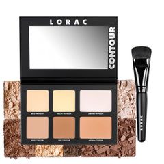 LORAC PRO Contour Palette & Contour Brush | Contour Powders & Highlighter Makeup | Mirror Compact