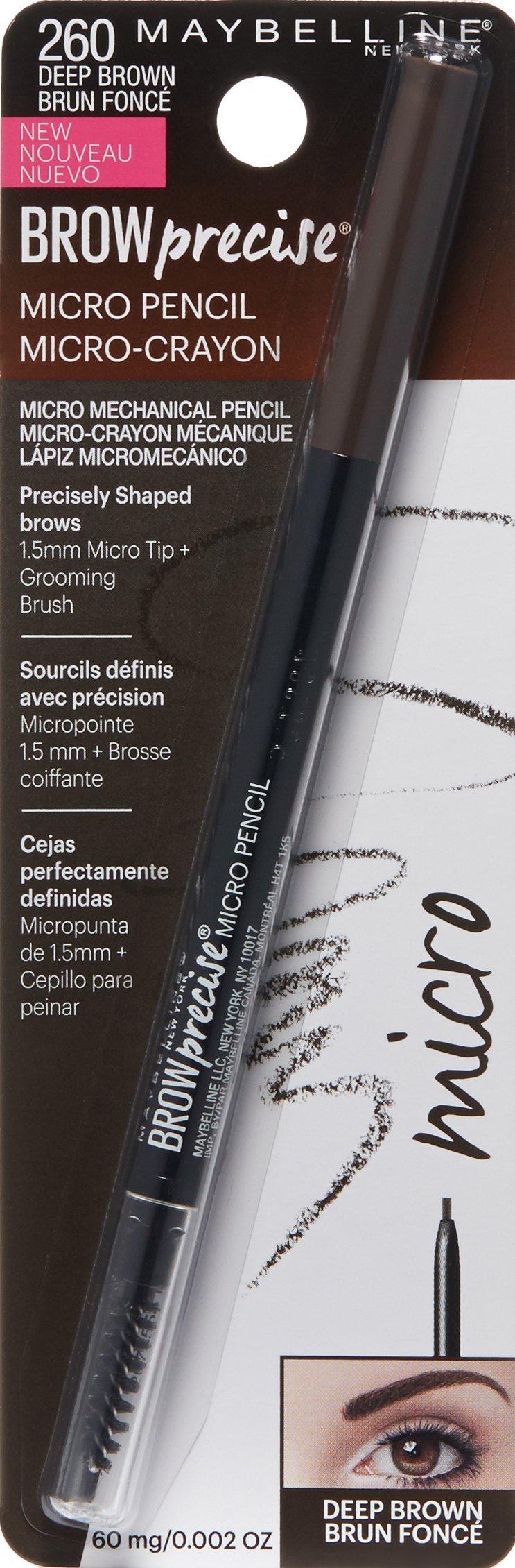 Maybelline New York Brow Precise Micro Pencil - Deep Brown, 0.002 oz.