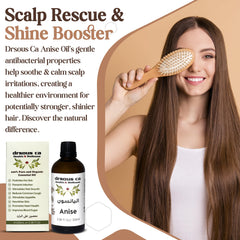 Drsous Ca Organic Anise Essential Oil 100ml | 100% Cold Pressed Star Anise Therapeutic Grade Oil for Hair Growth, Acne Treatment and Muscle Massage Relief | Made in Palestine