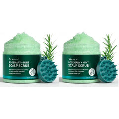 VOERUY Scalp Scrub, Rosemary Scalp Exfoliator Scrub Shampoo, 2-in-1 Scalp Treatment with Mint Oil, Hair Treatment to Clarify and Remove Build Up with Silicone Scalp Massager, 10.6oz/300g (Pack of 2)