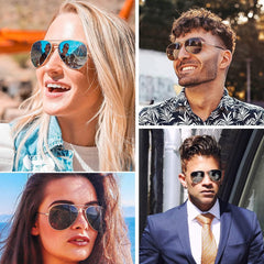 KANASTAL Polarized Sunglasses for Women and Men, Metal Frame Sun Glasses Retro Shades for Mens Driving Outdoor Military Style 100% UV400 Protection