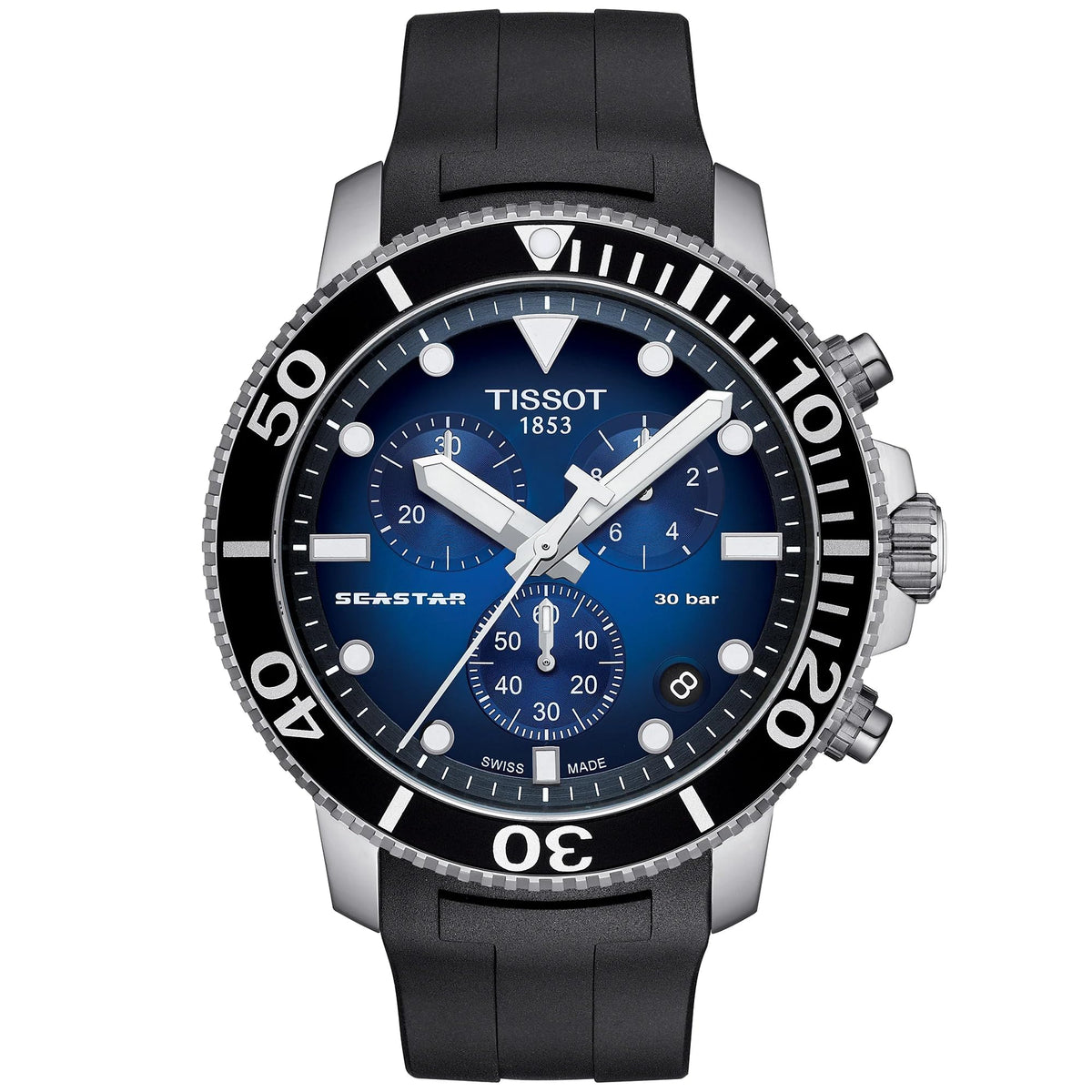 Tissot Chronograph Black Strap Men's Wrist Watches - T120.417.17.041.00, SEASTAR 1000 CHRONOGRAPH, T1204171704100