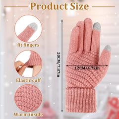 Women's Touch Screen Gloves, Men Touchscreen Mittens, Warm Winter Gloves, Daily Wear Touchscreen Gloves, Plush Elastic Cuffs Knit Gloves, Winter Warmth Accessories, for Driving Cycling 4 Pairs