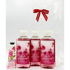 Bath & Body Works Cherry Blossom 4-Piece Gift Set | Includes: Three Shower Gels and One Strawberry Pound Cake Hand Cream
