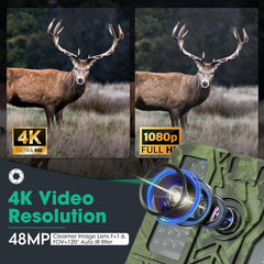 NALACAL Trail Camera, 4K 48MP WiFi Hunting Game Camera, 0.2s Trigger Time Deer Trail Camera, Infrared Night Vision IP67 Waterproof Wireless Wide Angle Trail Camera, for Outdoor Wildlife Monitoring
