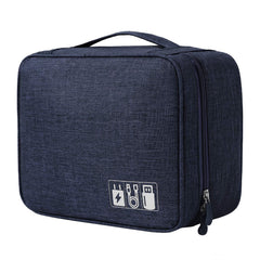YOUBAMI Electronic Organizer Travel Universal Organizer Storage Bag, Double Layer Polyester Waterproof Trave Accessories Bag with 3 Removable Division for Pens, Camera, Navy Blue