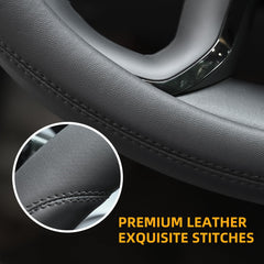 Valleycomfy Microfiber Leather Steering Wheel Covers - 15in (Black)