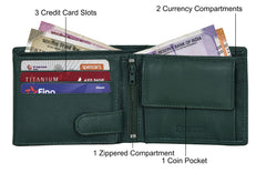 URBAN FOREST Oliver Green Leather Wallet For Men, 6 Card Slot - Green
