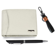 WildHorn® RFID Protected Genuine Leather Wallet & Gift Combo for Men - Beige M