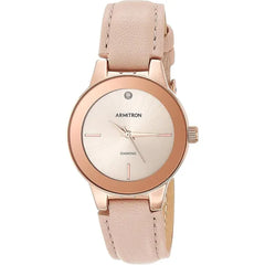 Armitron Women's Genuine Diamond Dial Leather Strap Watch