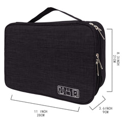 Ogetok Electronic Organizer Bag Travel Cable Accessories Double Layer Large Waterproof Storage Case for Adapter, Chargers, Power Bank, Mouse,iPad, Phone, Kindle, SD Card, Wires, Cords, Drive, Black