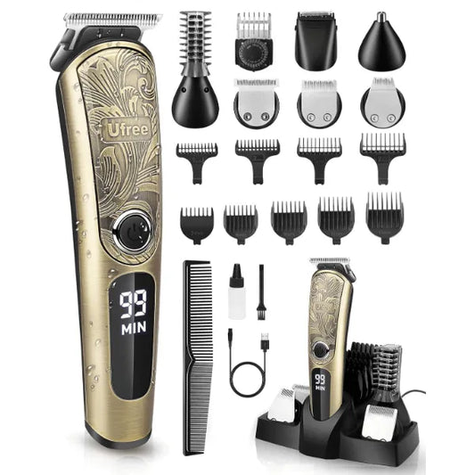 Ufree Beard Trimmer for Men, Waterproof Electric Razor for Nose, Body, Face & Mustache, Cordless Hair Clippers Shavers Grooming Kit