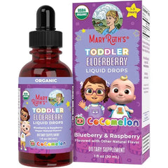 MARYRUTH'S Cocomelon Toddler Elderberry Syrup, USDA Organic Elderberry, Sugar Free Kids Immune Support Supplement for Ages 1-3 Years, Clean Label Project Verified®, Vegan, Gluten Free, 1 Fl Oz