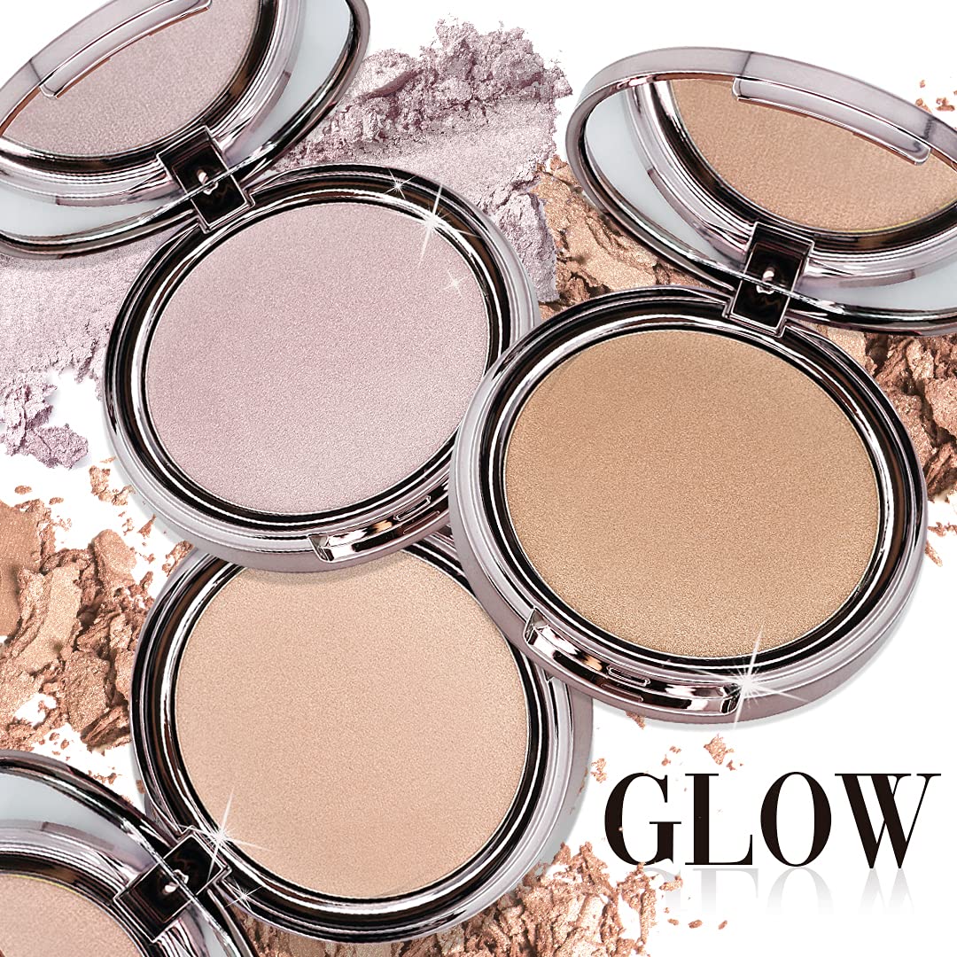 Girlactik Usa.Glow Highlighter Blusher Illuminating Powder. Pearlescent Shimmer, Velvet Finish. Controls Oil, Lightweight, Buidable. -Goldie