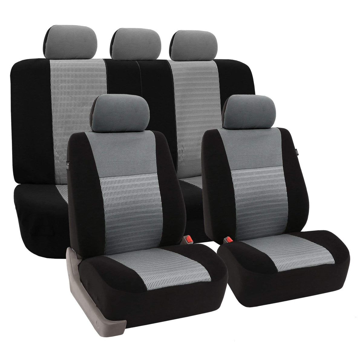 FH Group Car Seat Covers Full Set 3D Air Mesh - Universal Fit, Automotive Seat Covers, Low Back Front Seat Covers, Airbag Compatible, Split Bench Rear Seat, Washable Car Seat Cover for SUV, Sedan Gray