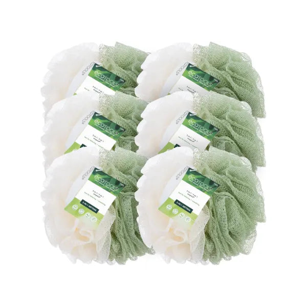 EcoTools Green 2-in-1 EcoPouf, Dual-Sided Shower Loofah Exfoliates & Cleanses Skin, Made of Recycled Netting, Removes Dead Skin, Eco-Friendly Bath Accessory, Cruelty-Free, 1 Count (60g)