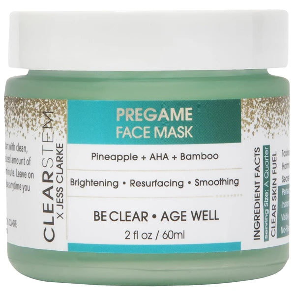 CLEARSTEM PREGAME Illuminating Face Mask with AHA Exfoliant - Bamboo & Turmeric Infused Face Mask for Smooth, Glowing Skin