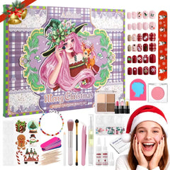 DE'LANCI Makeup Advent Calendar 2025 Teens Girl, 24 Days Christmas Countdown Face Eyes Lip Nail Beauty Advent Calendar for Girls Women, 24 Pcs Xmas Holiday Makeup Gifts Sets, Festival Surprise Full Makeup Kits