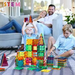 Gemmicc Magnetic Tiles Building Blocks, Magnet Toys for Kids, STEM Approved Educational Toys,3D Magnet Puzzles Stacking Blocks for Boys Girls,63 PCS Classic Set