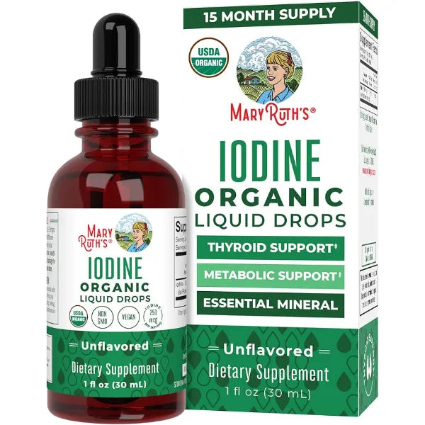 MaryRuth's Organic Iodine Liquid Drops, Potassium Iodide, 15 Month Supply | Potassium Iodide, 1 Year Supply, 450 Servings, Thyroid Health, USDA Organic