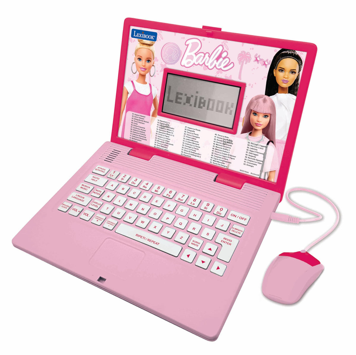 Lexibook Barbie, Educational and Bilingual Laptop in English/Italian, Toy for children with 124 activities to learn, play games and music, Pink