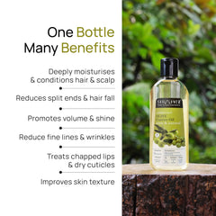 SOULFLOWER ORGANIC OLIVE HAIR OIL, DEEP CONDITIONING, 100% PURE, COLD PRESSED, VEGAN, NATURAL, PRESERVATIVES FREE, 200ML/ 6.7 FL OZ
