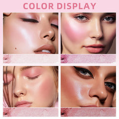 NALACAL Pink Baked Blush Palette for Cheeks Makeup, 4 Colors Shimmer Facial Blush for Natural Glowing Finish Lasting Lightweight Matte Natural Cream Powder Easy To Blend Contour Highlighter Blusher