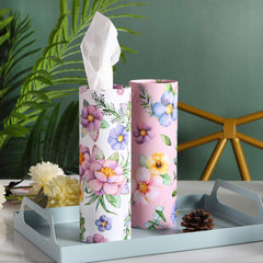 Winoo Design Car Tissues Holder with Facial Tissues - 4 PK - Travel Tissue Tubes for Car Box Container Perfect Fit for Car Cup Holder Car Tissues Cylinder (Pink)