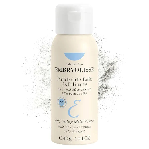 Embryolisse Exfoliating Face Scrub Powder - Facial Cleanser that Exfoliates, Tones and Softens the Skin - With Coconut & Milk Powder - for All Skin Types, Even Sensitive, 1.41 Oz