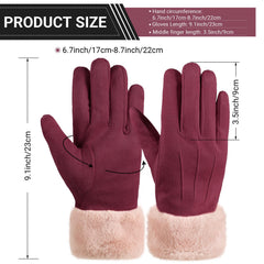 3 Pairs Winter Warm Touchscreen Gloves Women's Fleece Lining Texting Gloves Fuzzy Cuff Thermal Soft Winter Gloves for Skiing - Black, Gray, Red