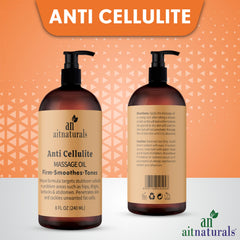 Aitnaturals Anti-Cellulite Massage Oil - 240ml | Firming, Soothing & Toning Formula Infused with Collagen & Stem cell | Targets Cellulite on Hips, Abdomen & Thighs | Unique Blend for Smoother Skin
