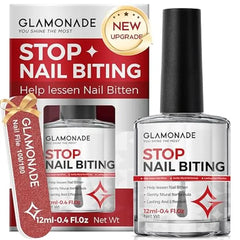 Glamonade 2 in 1 Stop Nail Biting Treatment Kit Extra Bitter Polish to Deter Biting & Professional Nail File to Smooth Jagged Edges Complete Solution to Remove Biting Triggers for Kids & Adults