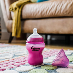 Tommee Tippee Closer to Nature® Baby Bottles, Breast-Like Teat with Anti-Colic Valve, 260ml, Pack of 6, Fiesta