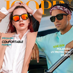 Joopin Sunglasses for Men Women, Fashion Polarized Sun Glasses Retro Square Shades UV Protection Driving
