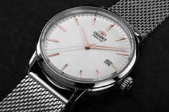Orient RA-AC0E07S10B Stylish Maestro Contemporary Analog Automatic Watch for Men, 40 mm Case Size, Silver/White