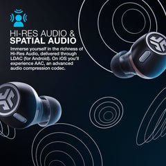 JLab, Epic Lab Edition, True Wireless Earbuds, Hybrid Dual Drivers, Spatial Audio, Black
