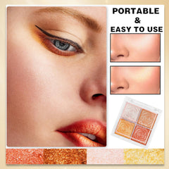 GEEWHILE Shimmer Blushers For Cheeks Make Up, 4 Colors Long-Lasting Blush Palette, 3 In 1 Blusher Contouring Highlighting, Natural-Looking Powder Smudge-proof & Sweat-Resistant Blush for Women (02)
