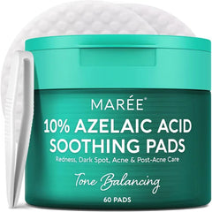 MAREE Azelaic Acid Toner Pads – Exfoliating Pads with Glycolic & Hyaluronic Acid for Face – 10% Azalecic Acid & Centella Redness Soothing Pad – Zero Pore Facial Acne Care Toning Pad