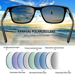 KANASTAL Polarized Sunglasses for Men Women, Classic Square Sports Sun Glasses Driving, Fashion Shades for Womens Outdoor 100% UV400 Protection