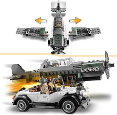 LEGO Indiana Jones Escape from the Fighter Plane Action Set with Buildable Plane Model and Vintage Car Toy Car, Plus 3 Mini Figures, The Last Crusade Movie 77012