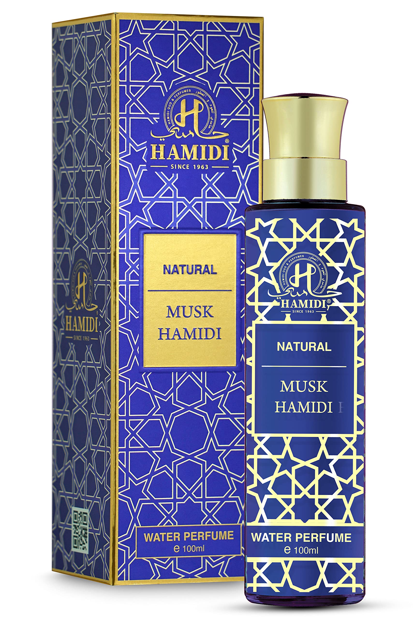 Hamidi Non Alcoholic Natural Blue Musk Hamidi Water Perfumes for Unisex 100ML - Signatures Collections - perfume for men - perfume for women - fragrance - Offers - Alcohol Free - Long Lasting