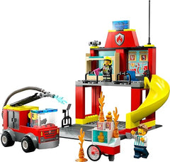 LEGO 60375 City Fire Station and Fire Engine Learning Toys for Kids 4 Plus Years Old Boys & Girls, with Firefighter Minifigures Emergency Vehicle Playset