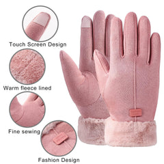 Winter Gloves for Women, Warm Touchscreen Glove Windproof Elastic Texting Gloves, Soft Lining Gloves for Ladies Sports Driving - Pink