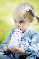 Nip Baby Training Bottle,330ML,18M+ Milk Bottle Push Pull Lid for Girl,Easy Grip Handles, Leak Proof & Durable,Breast-Like Teat,Soft Spout, Unbreakable & Nursing Bottle,Unicorn Bottle,Made in Germany