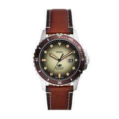 Fossil Blue Dive Three-Hand Date Brown LiteHide Leather Watch - FS5961